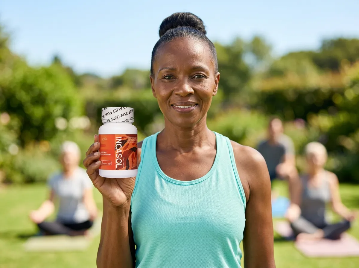 Kenyan woman practising yoga as part of a heart-healthy lifestyle